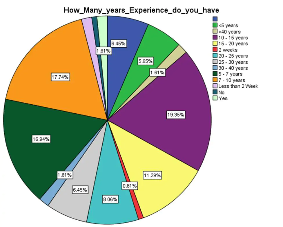 Years of experience of the participants