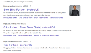 Figure 1: Google search for 'buy shirts for men'