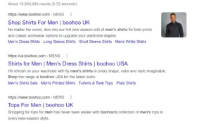 Figure 1: Google search for 'buy shirts for men'